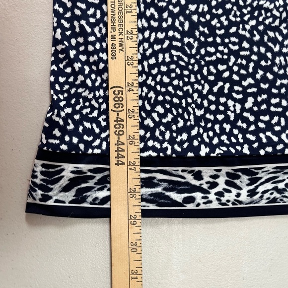 MICHAEL KORS Size OX Border True Navy Leopard Print Stretch Jersey Dress - Picture 15 of 16